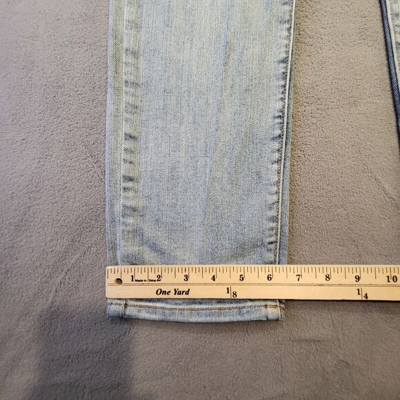 Eddie Bauer Jeans Womens 8 Blue Boyfriend Straight Leg Stretch Denim Distressed - Picture 6 of 11